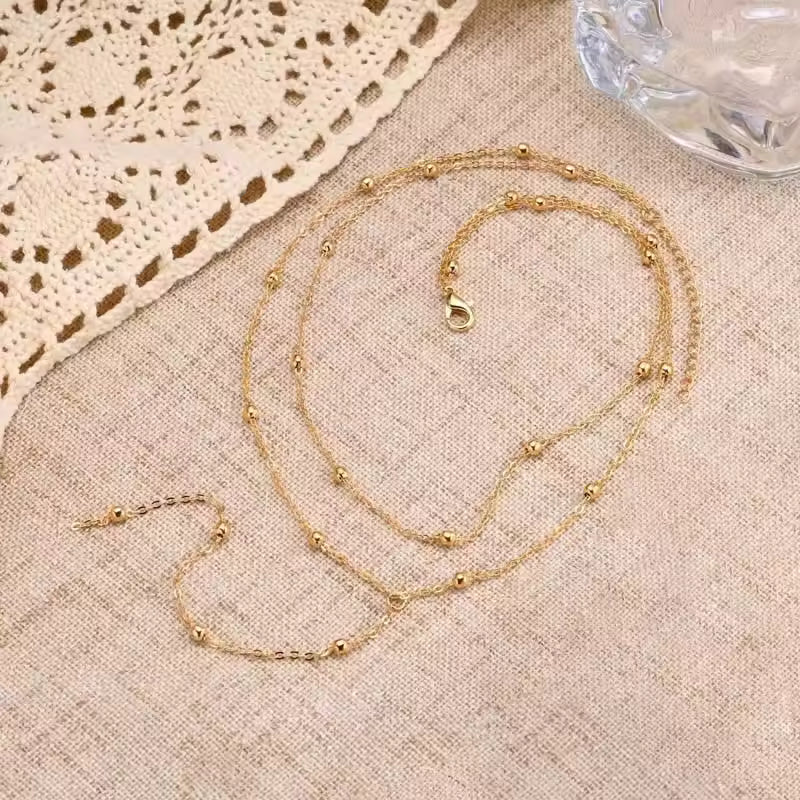 Dainty Gold Lariat Necklace close up